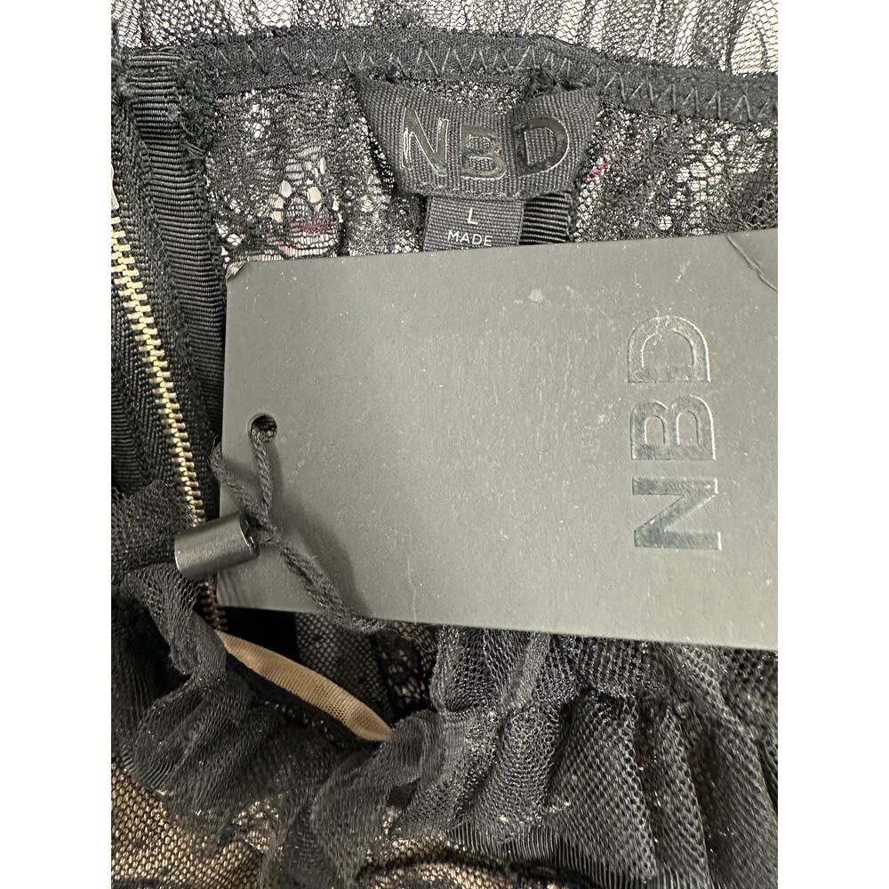 NBD Black Lace Corset Top Large Bustier Lace Tulle WhimsyGoth Cocktail $200 NEW - Picture 8 of 8